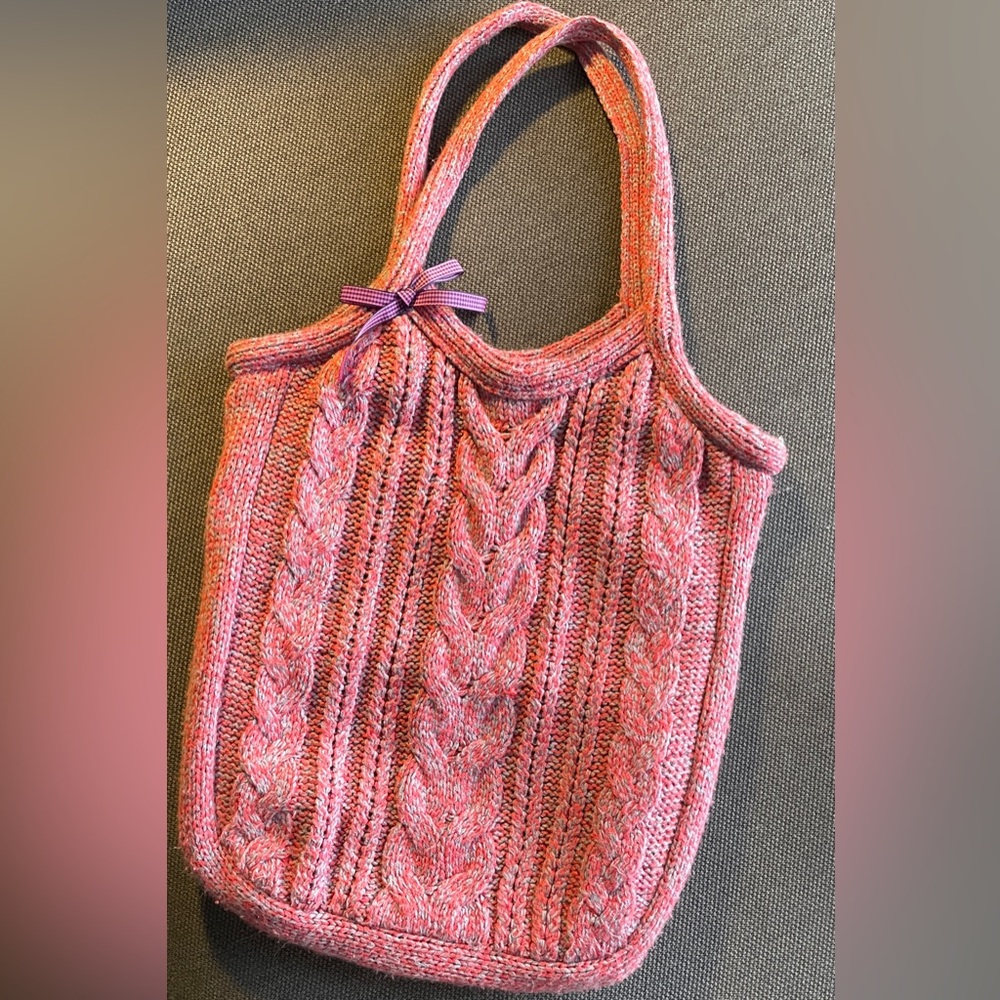 Knit Hobo Bag with Dainty Bow